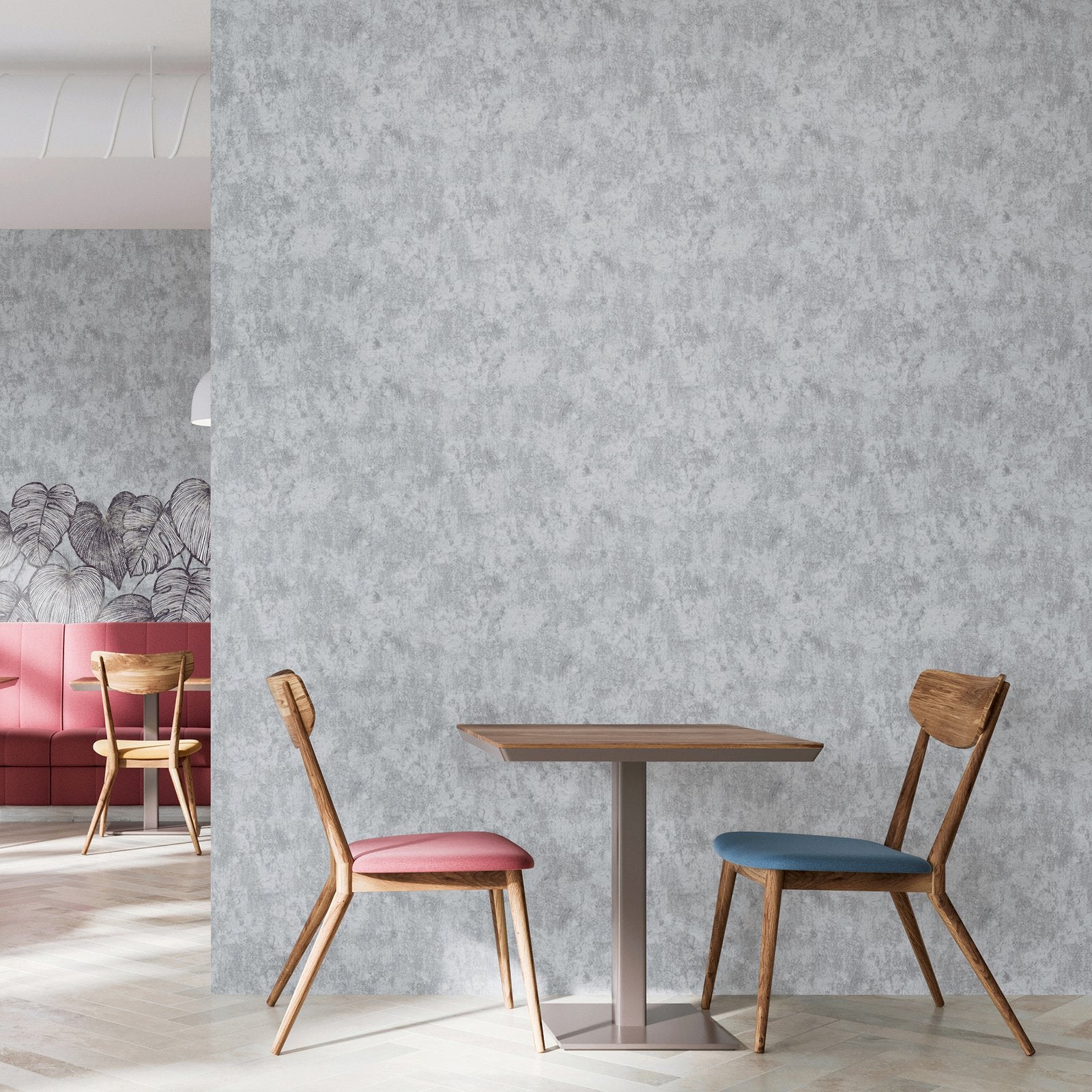 Monstera Plain wallpaper in silver grey color - pattern number GH26949-23 - by Galerie in the Julie Feels Home collection