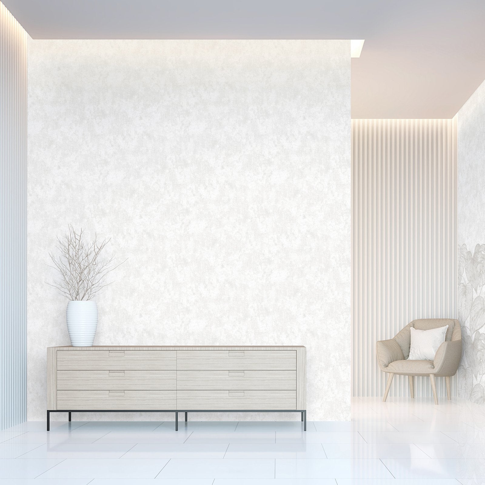 Monstera Plain wallpaper in white color - pattern number GH26951-23 - by Galerie in the Julie Feels Home collection