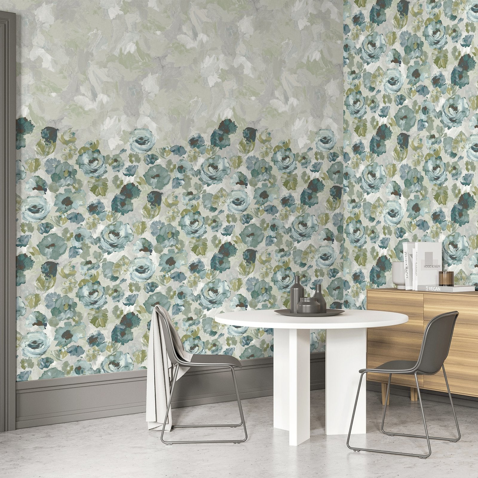 Paeonia Twinwall mural in silver grey color - pattern number GH26955-23 - by Galerie in the Julie Feels Home collection