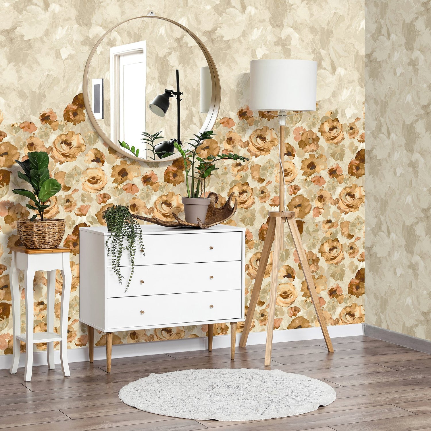 Paeonia Twinwall mural in bronze brown color - pattern number GH26957-23 - by Galerie in the Julie Feels Home collection