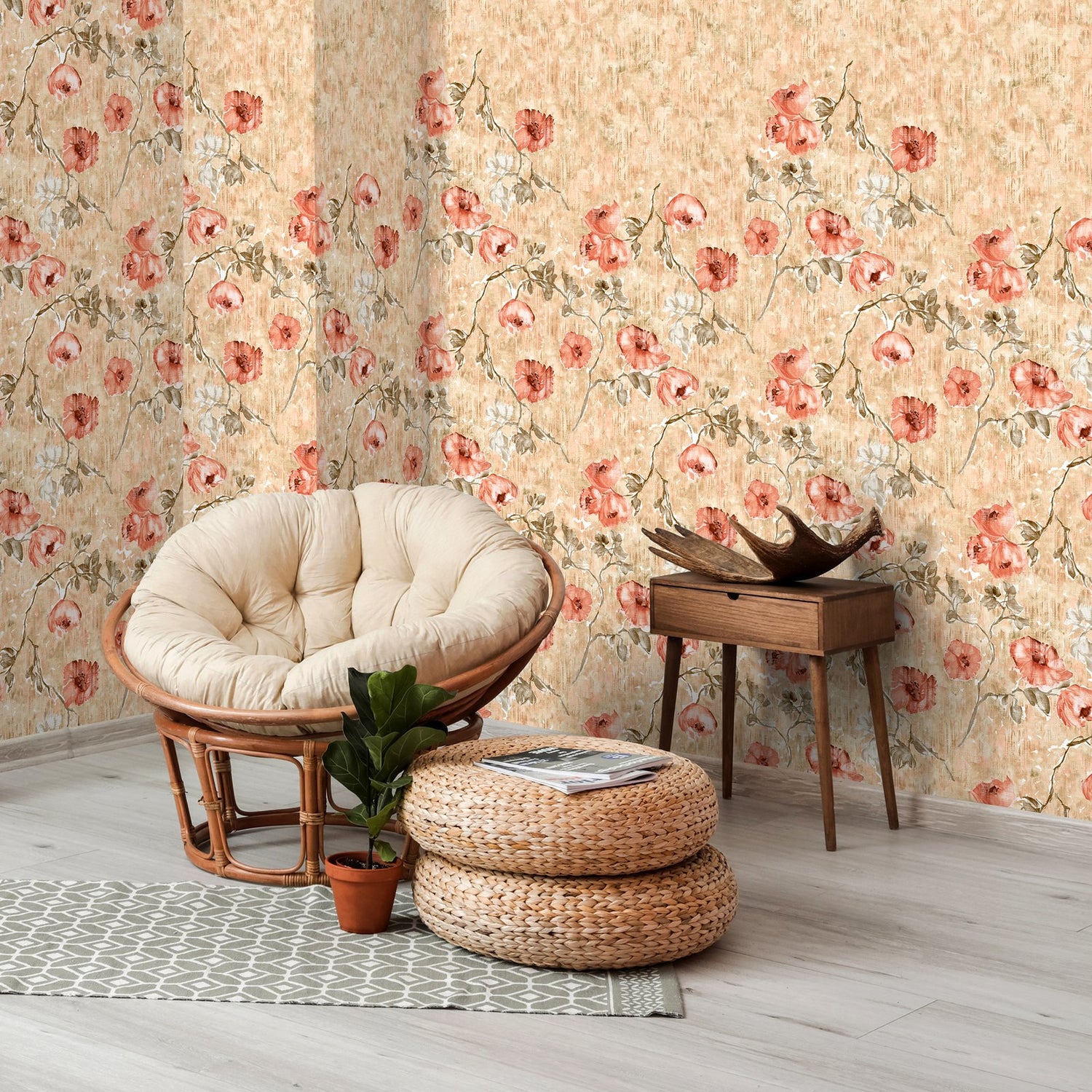Petunia Twinwall mural in orange color - pattern number GH26963-23 - by Galerie in the Julie Feels Home collection