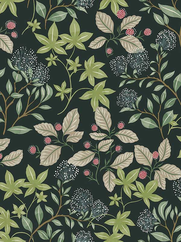 Mildred Botanical Trail wallpaper in evergreen color - pattern number 4155-72813 - by A Street Prints in the Drew and Jonathan Home Fourth Edition collection