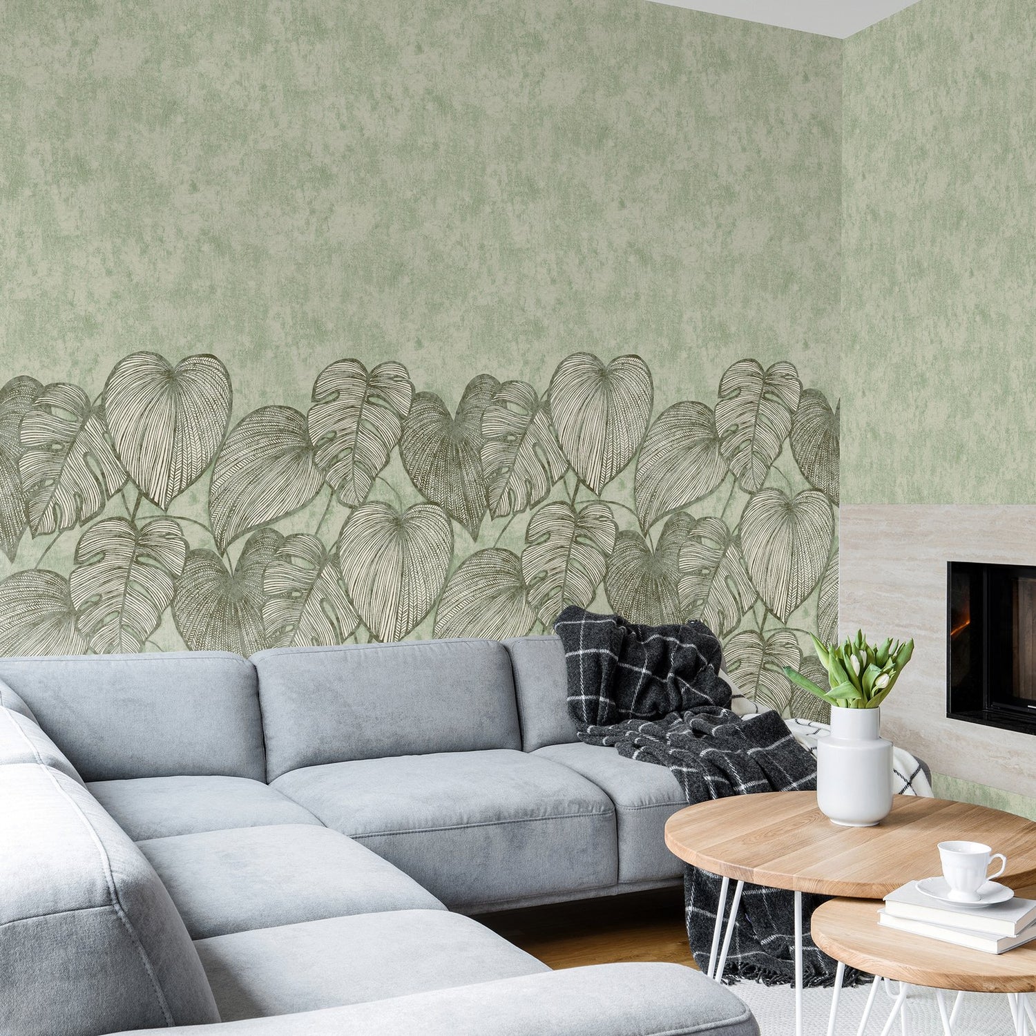 Monstera Twinwall mural in green color - pattern number GH26973-23 - by Galerie in the Julie Feels Home collection