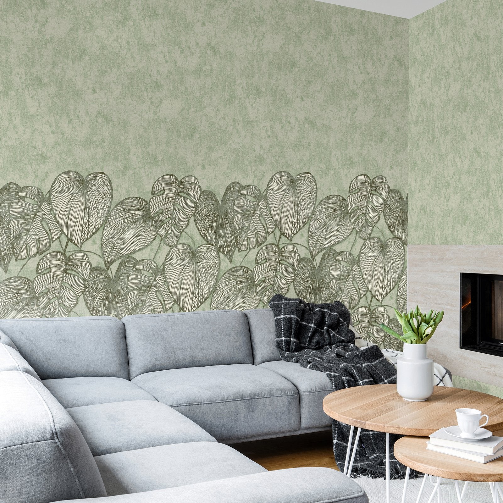 Monstera Twinwall mural in green color - pattern number GH26973-23 - by Galerie in the Julie Feels Home collection
