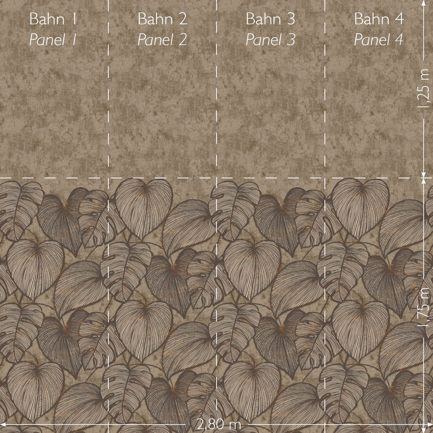 Monstera Twinwall mural in bronze brown color - pattern number GH26975-23 - by Galerie in the Julie Feels Home collection