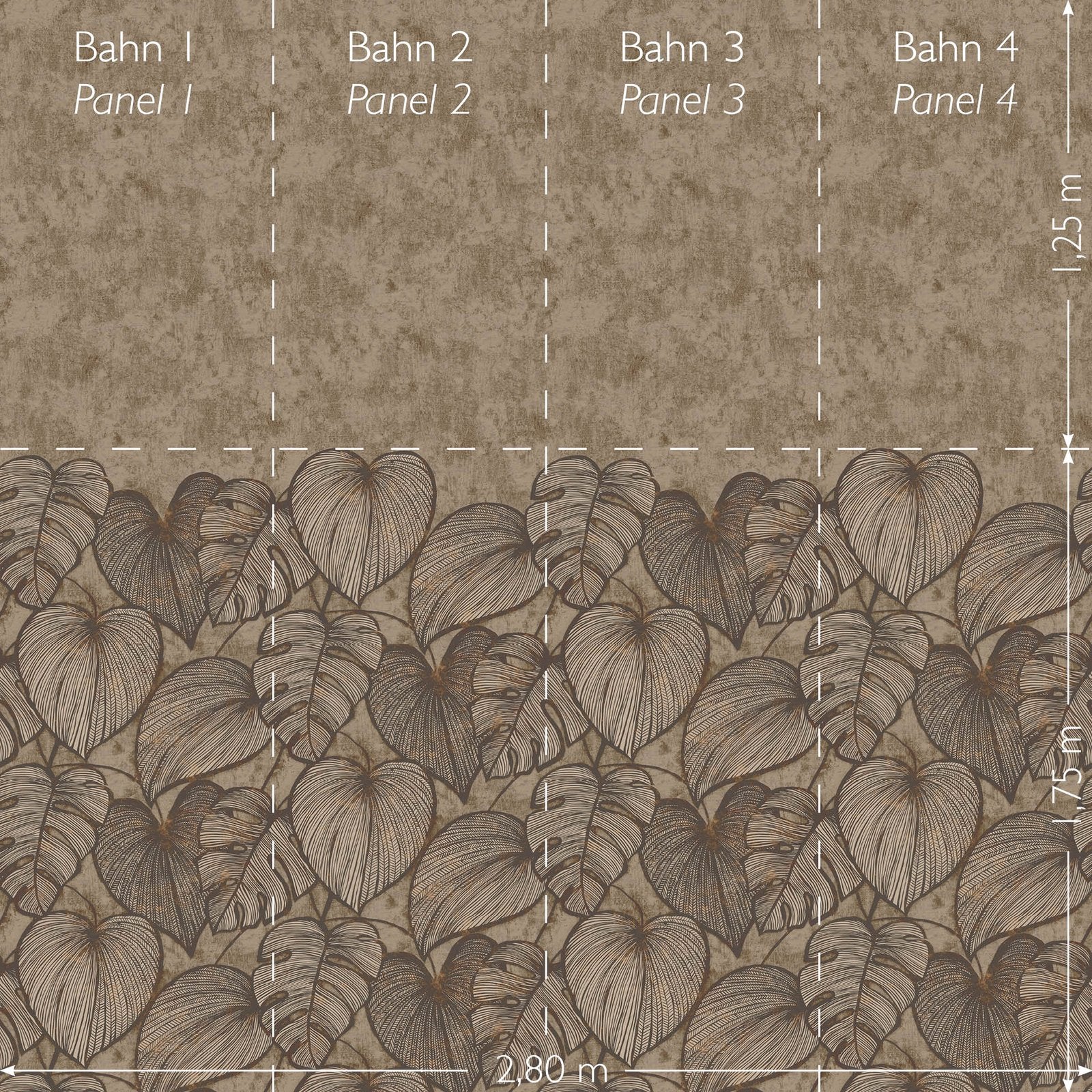 Monstera Twinwall mural in bronze brown color - pattern number GH26975-23 - by Galerie in the Julie Feels Home collection