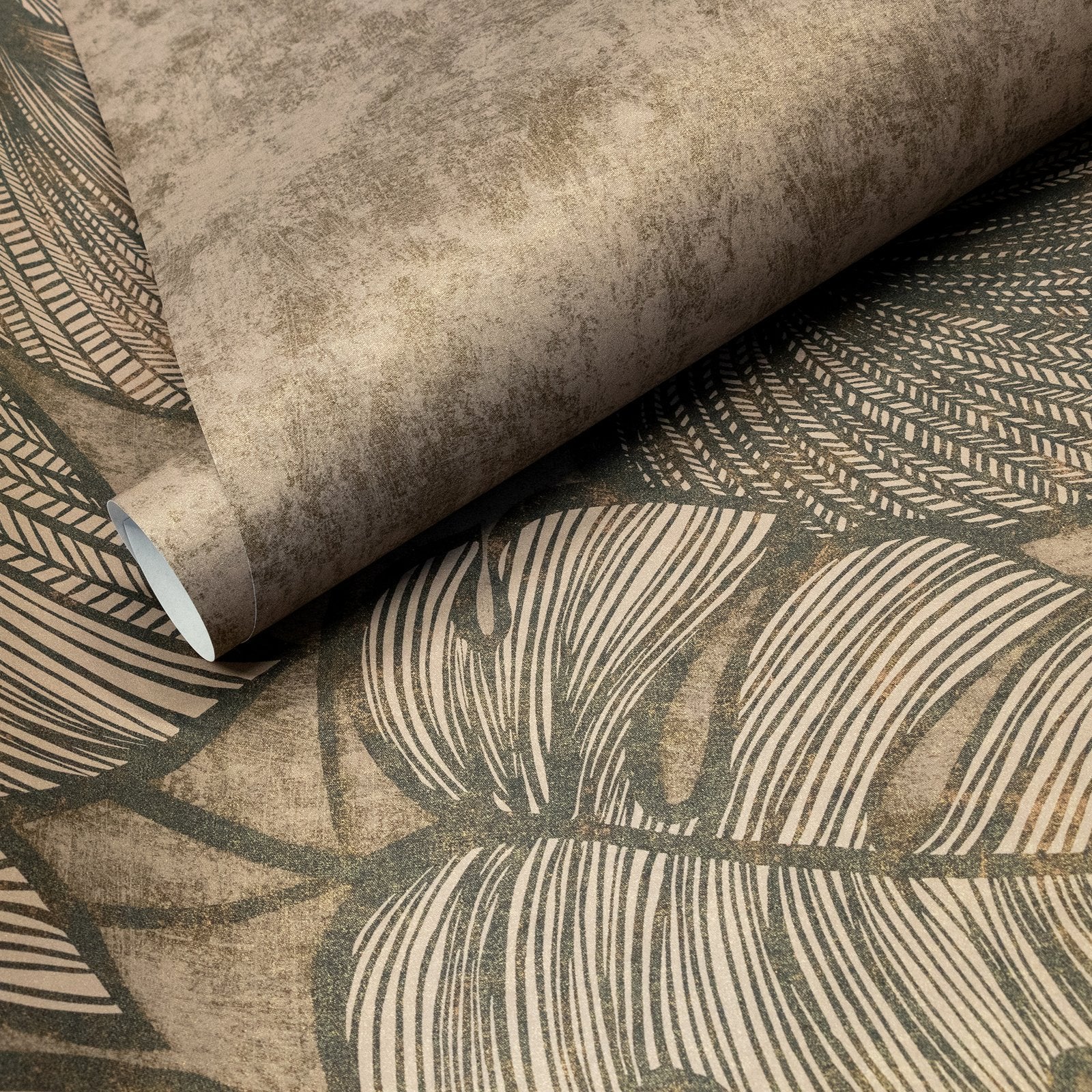 Monstera Twinwall mural in bronze brown color - pattern number GH26975-23 - by Galerie in the Julie Feels Home collection