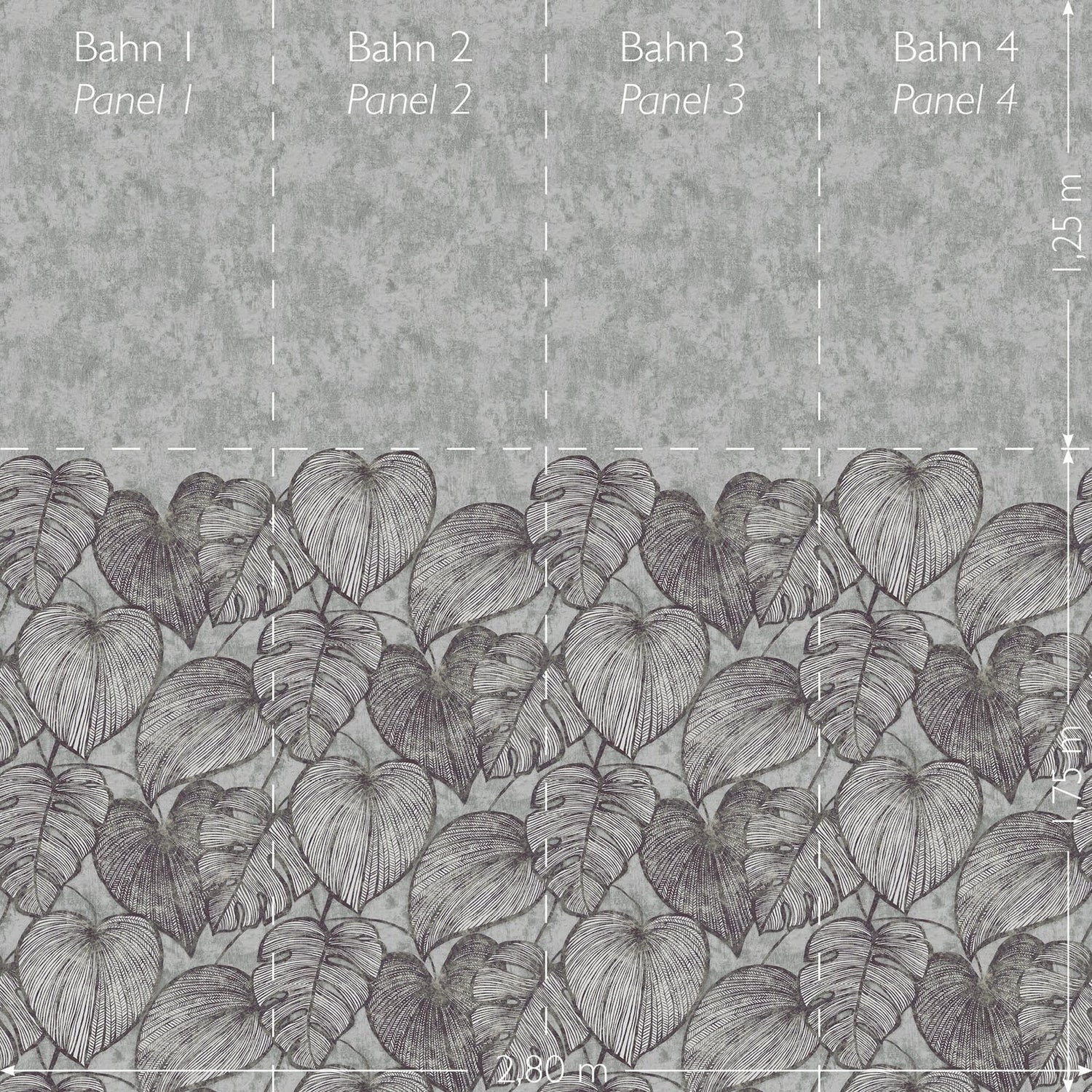 Monstera Twinwall mural in silver grey color - pattern number GH26977-23 - by Galerie in the Julie Feels Home collection
