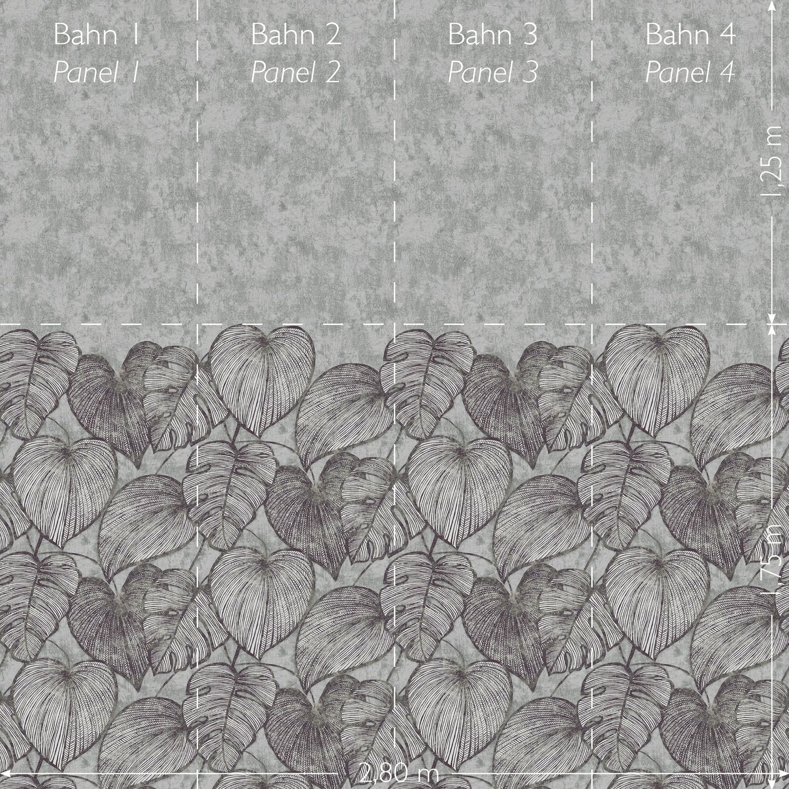 Monstera Twinwall mural in silver grey color - pattern number GH26977-23 - by Galerie in the Julie Feels Home collection