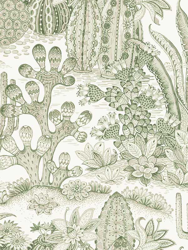 Lotus Land Cacti wallpaper in palm color - pattern number MT5631 - by York in the Montecito collection