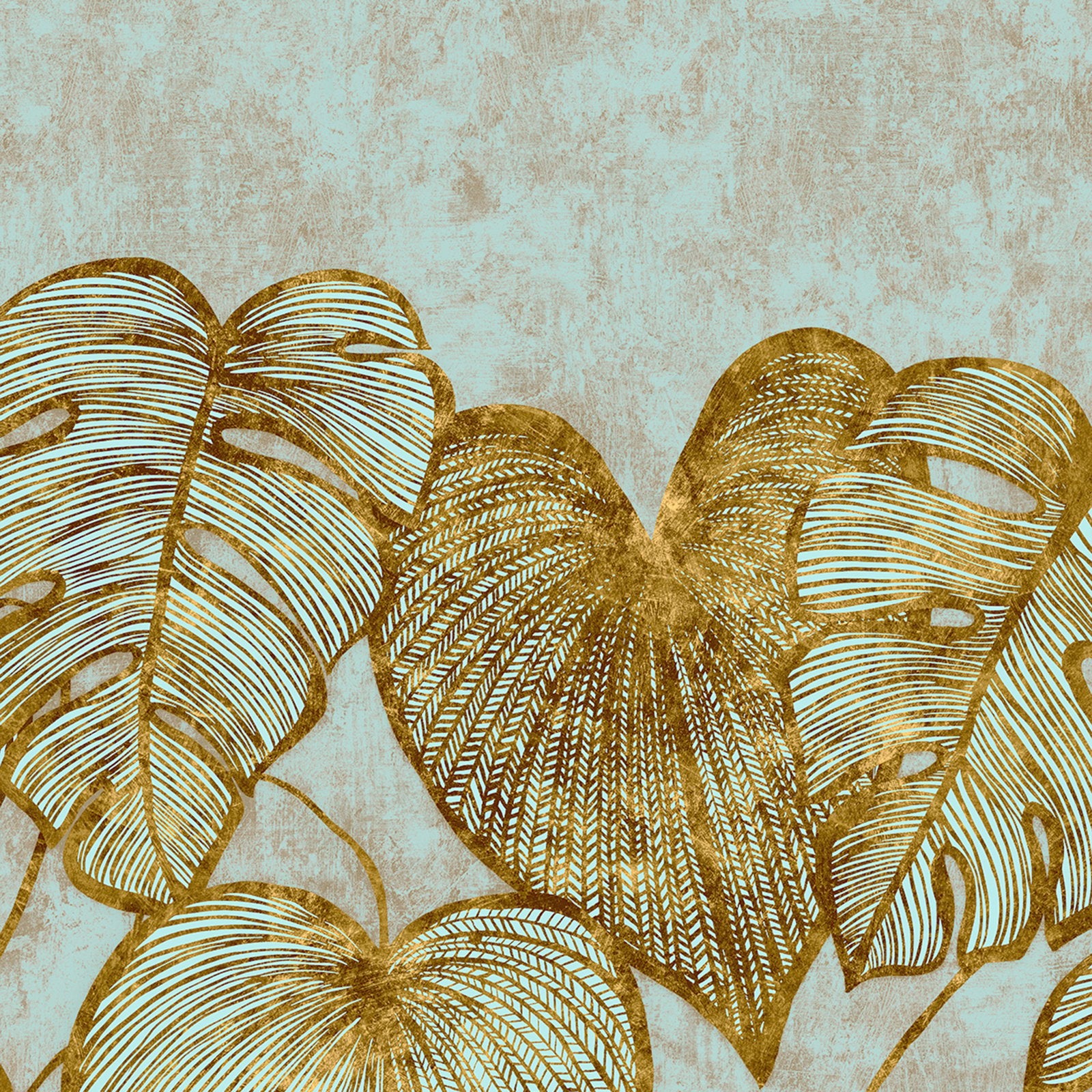 Monstera Twinwall mural in blue color - pattern number GH26981-23 - by Galerie in the Julie Feels Home collection