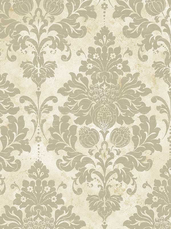 In Register Damask wallpaper in cream tan gold color - pattern number CI38222 - by Patton Norwall in the Classic Impressions collection