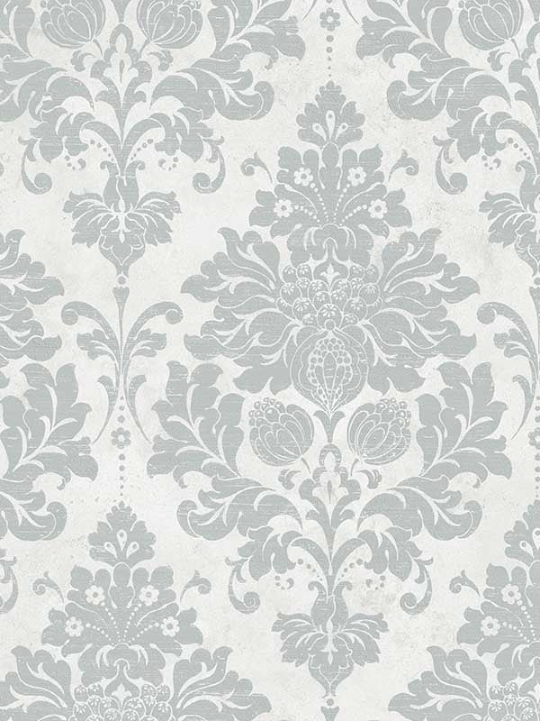 In Register Damask wallpaper in silver pearl color - pattern number CI38223 - by Patton Norwall in the Classic Impressions collection