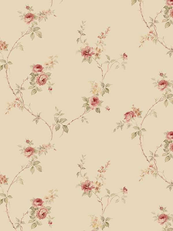 In Reg White Wedding Trail wallpaper in tan choke red yellow color - pattern number CI38228 - by Patton Norwall in the Classic Impressions collection
