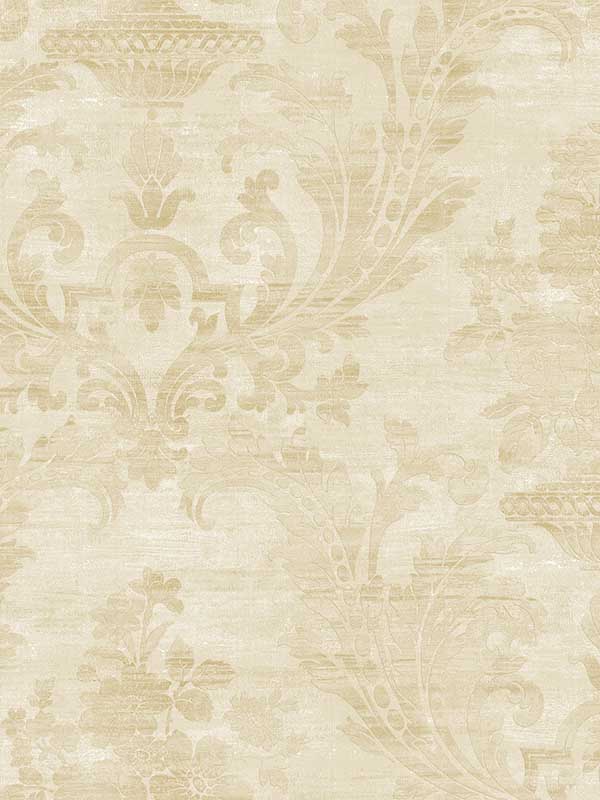 Sari Damask wallpaper in pearl beige color - pattern number CI38257 - by Patton Norwall in the Classic Impressions collection