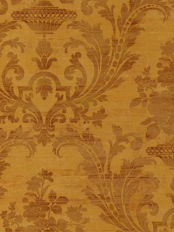 Sari Damask wallpaper in 50 50 blend ochre rust color - pattern number CI38258 - by Patton Norwall in the Classic Impressions collection