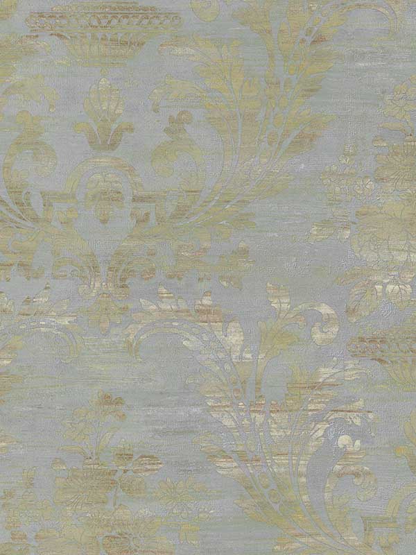 Sari Damask wallpaper in pearl blue brown color - pattern number CI38260 - by Patton Norwall in the Classic Impressions collection