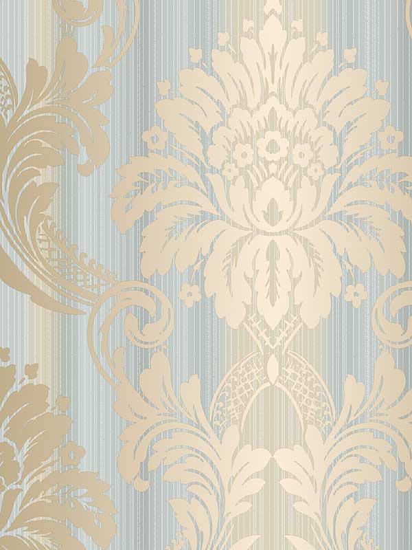 String Damask fabric in blue beige 33 blend color - pattern number CI38264 - by Patton Norwall in the Classic Impressions collection