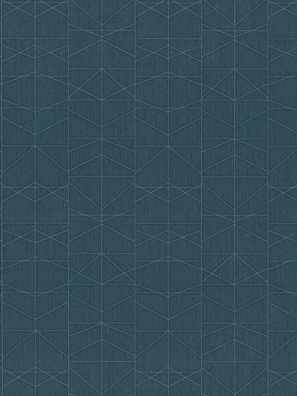 Braxton Geometric wallpaper in teal color - pattern number 4184-4919 - by Warner in the Infinity collection