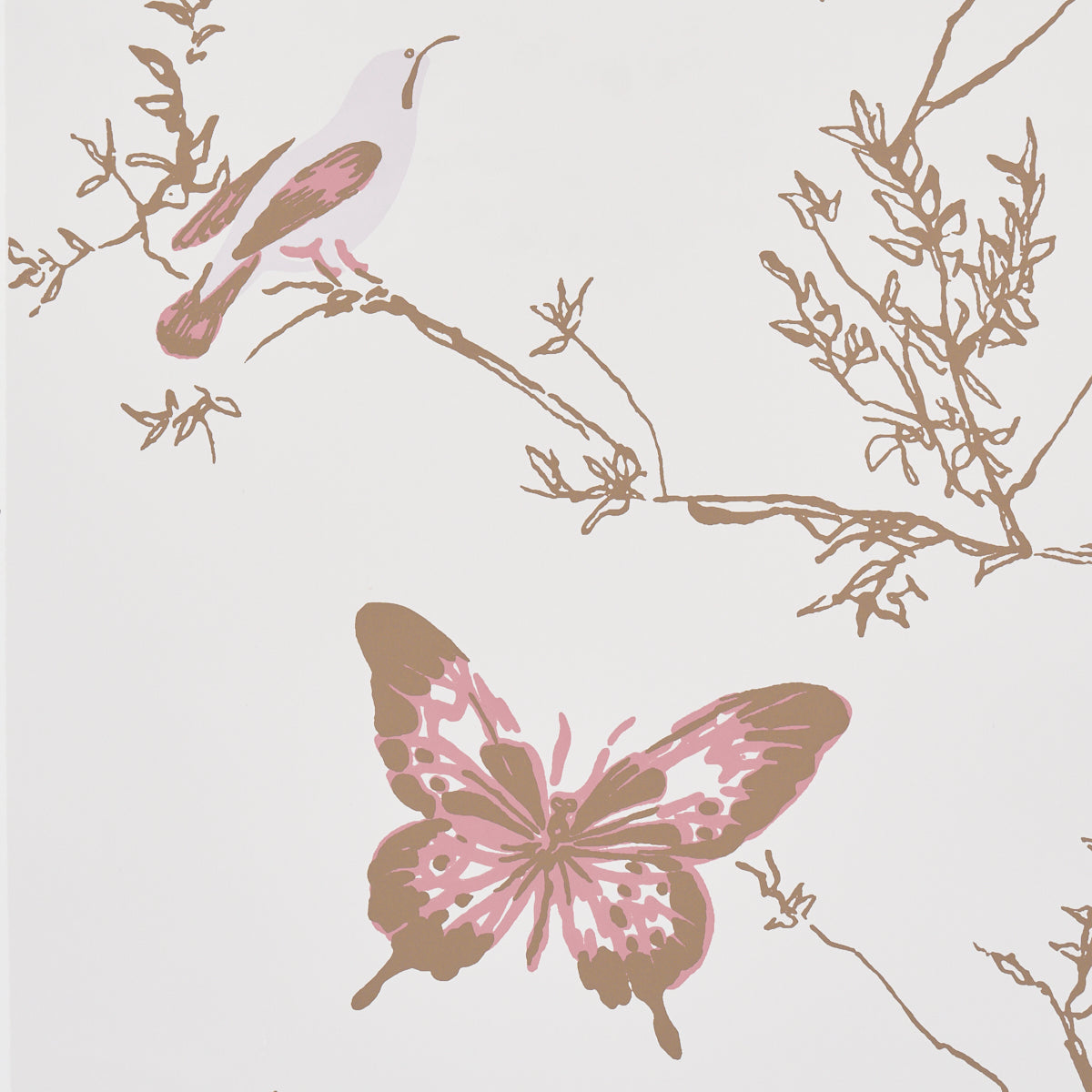 Birds and Butterflies Wallpaper in spring color - pattern number 2704423 - by Schumacher in the Perennial Favorites collection