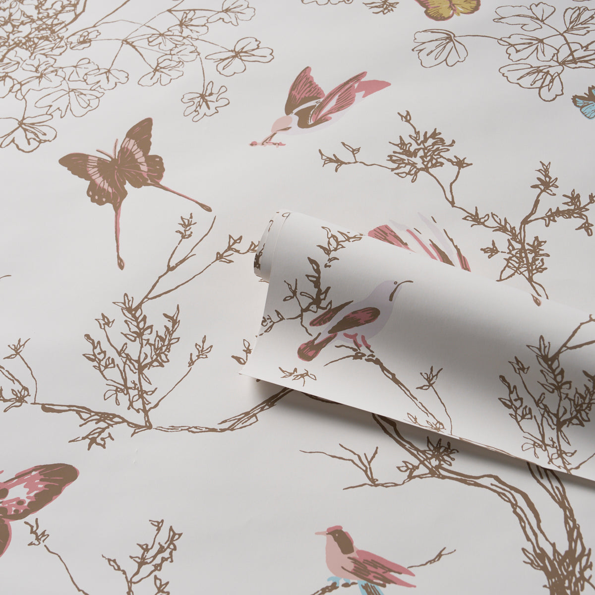 Birds and Butterflies Wallpaper in spring color - pattern number 2704423 - by Schumacher in the Perennial Favorites collection