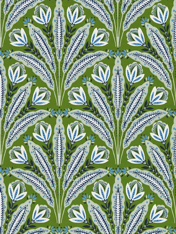 Attingham fabric in cobalt green color - pattern number W0193/01.CAC.0 - by Clarke and Clarke in the Secret Garden Wallcoverings collection
