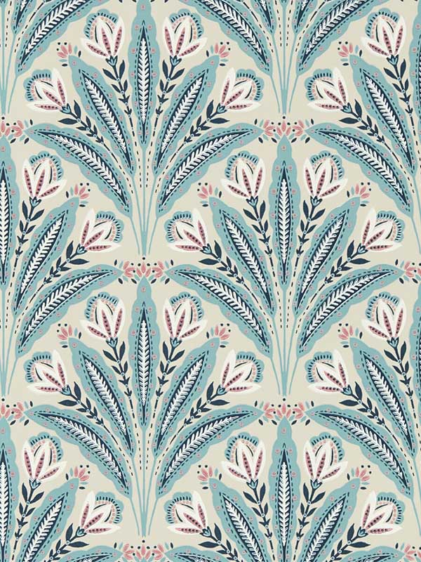 Attingham fabric in mineral color - pattern number W0193/03.CAC.0 - by Clarke and Clarke in the Secret Garden Wallcoverings collection