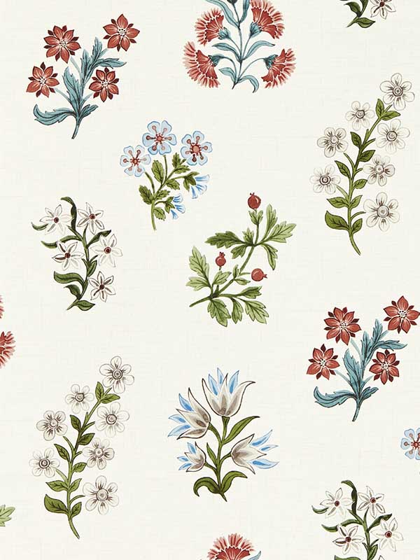 Leiden fabric in coral color - pattern number W0194/02.CAC.0 - by Clarke and Clarke in the Secret Garden Wallcoverings collection