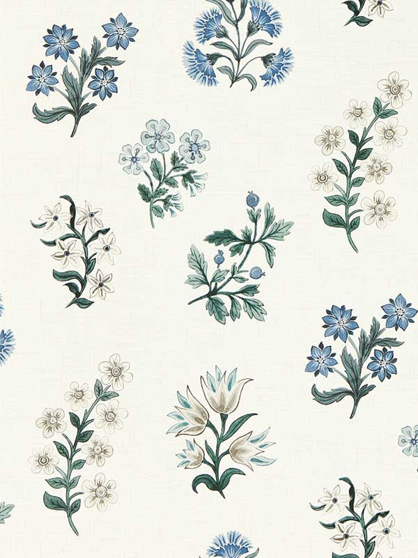 Leiden fabric in denim color - pattern number W0194/03.CAC.0 - by Clarke and Clarke in the Secret Garden Wallcoverings collection