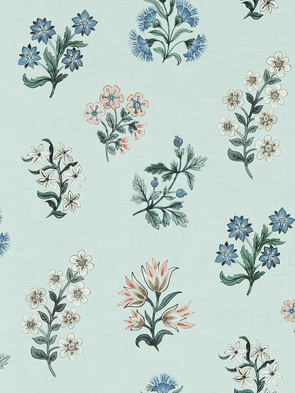 Leiden fabric in seaglass color - pattern number W0194/04.CAC.0 - by Clarke and Clarke in the Secret Garden Wallcoverings collection
