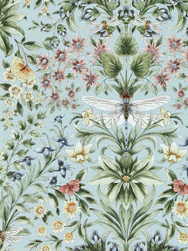 Mirabell fabric in seaglass color - pattern number W0196/02.CAC.0 - by Clarke and Clarke in the Secret Garden Wallcoverings collection