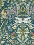 Mirabell fabric in teal color - pattern number W0196/04.CAC.0 - by Clarke and Clarke in the Secret Garden Wallcoverings collection