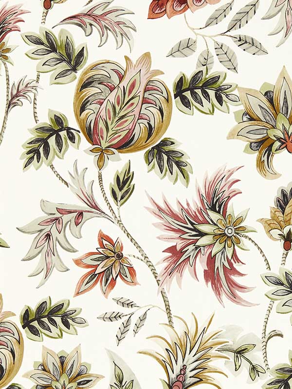 Sizergh fabric in blush sage color - pattern number W0198/01.CAC.0 - by Clarke and Clarke in the Secret Garden Wallcoverings collection