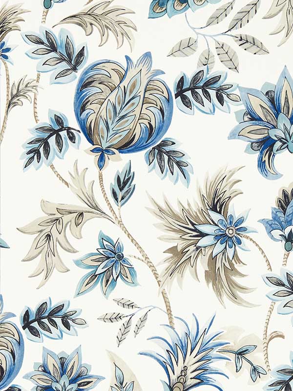 Sizergh fabric in denim color - pattern number W0198/03.CAC.0 - by Clarke and Clarke in the Secret Garden Wallcoverings collection