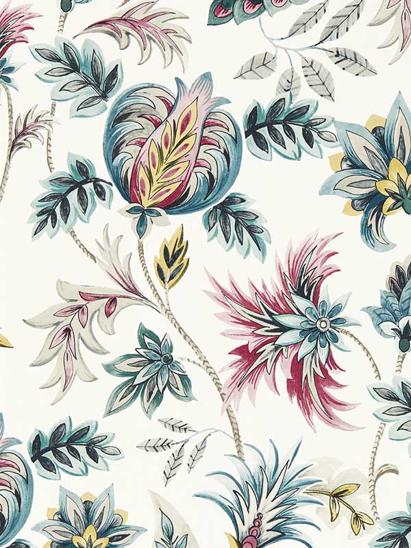 Sizergh fabric in teal berry color - pattern number W0198/04.CAC.0 - by Clarke and Clarke in the Secret Garden Wallcoverings collection