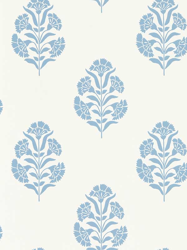 Standen fabric in denim color - pattern number W0199/02.CAC.0 - by Clarke and Clarke in the Secret Garden Wallcoverings collection