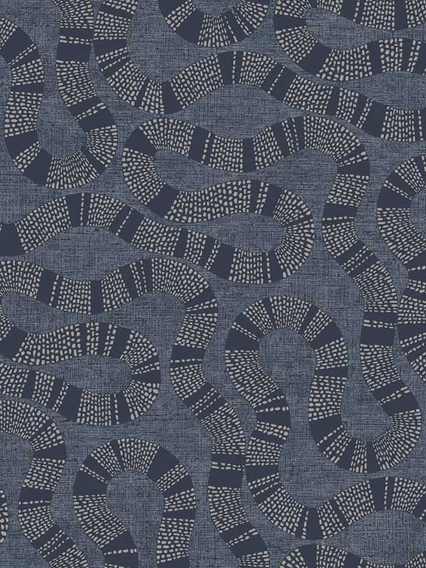 Ophidia fabric in navy color - pattern number AB3002 - by Antonina Vella in the Artifacts collection
