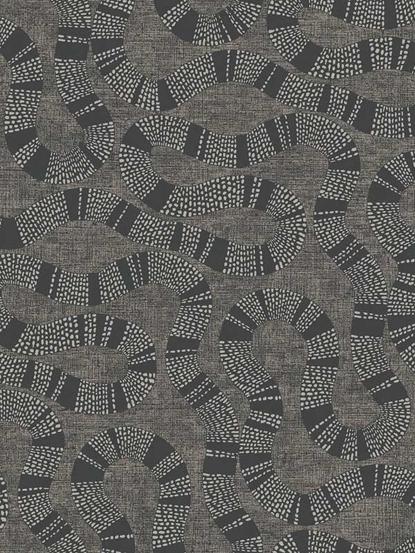 Ophidia fabric in black color - pattern number AB3004 - by Antonina Vella in the Artifacts collection