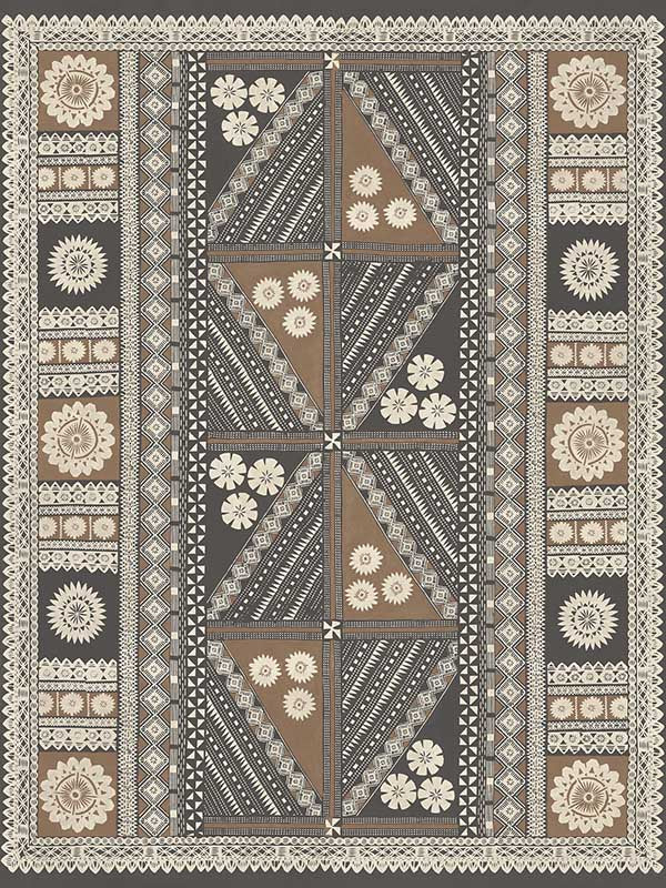 Tapa Mural 3 Panel fabric in sienna color - pattern number AB3057M - by Antonina Vella in the Artifacts collection