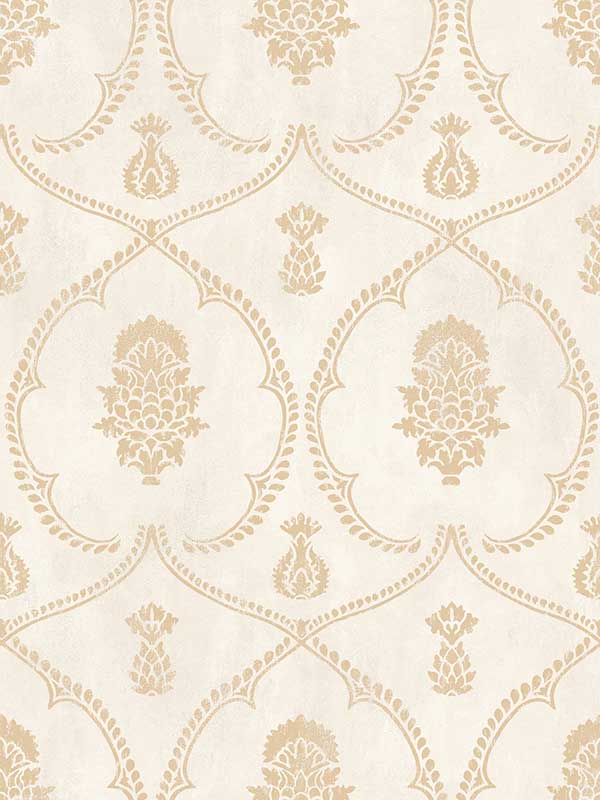 Royal Damask fabric in soft gold color - pattern number MX9643 - by Ronald Redding in the Astoria collection