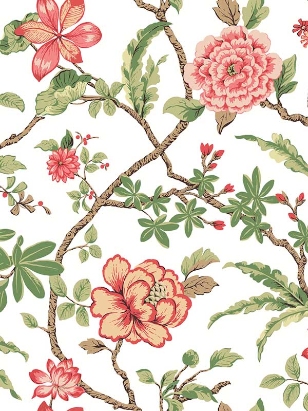 Courtyard Botanical wallpaper in rose color - pattern number MX9651 - by Ronald Redding in the Astoria collection