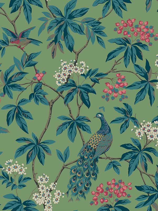 Peacock Estate fabric in green color - pattern number MX9664 - by Ronald Redding in the Astoria collection