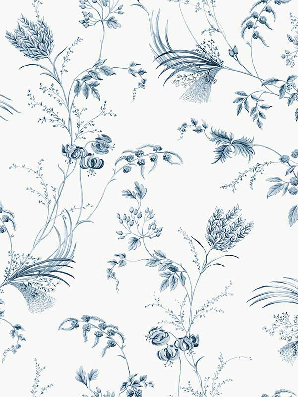 Floral Lace wallpaper in navy color - pattern number MX9683 - by Ronald Redding in the Astoria collection