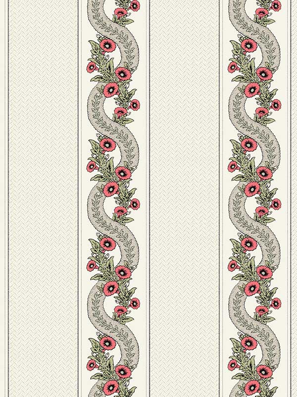 Abbeys Garland wallpaper in red and green color - pattern number MX9693 - by Ronald Redding in the Astoria collection