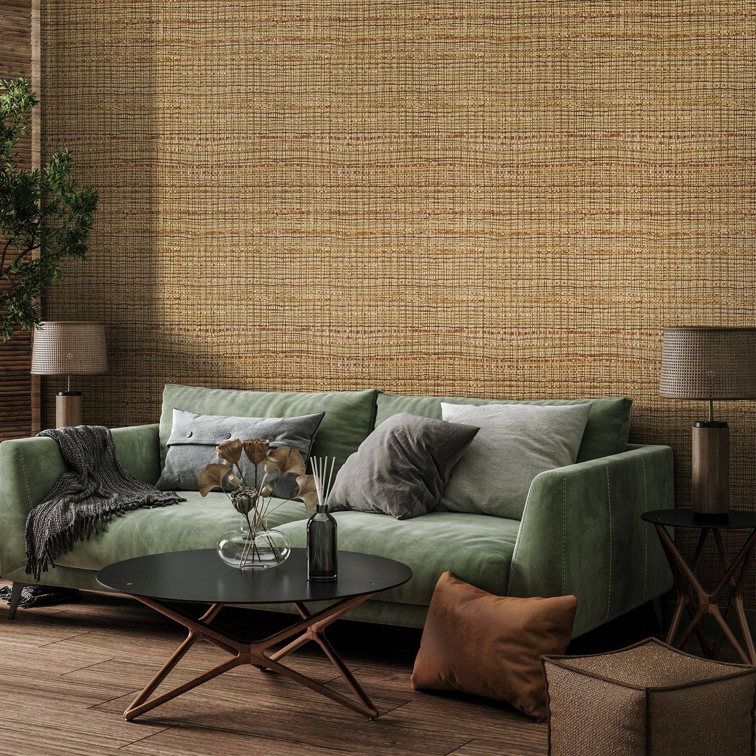 Wild Grass wallpaper in orange color - pattern number GH27102-23 - by Galerie in the Pepper collection