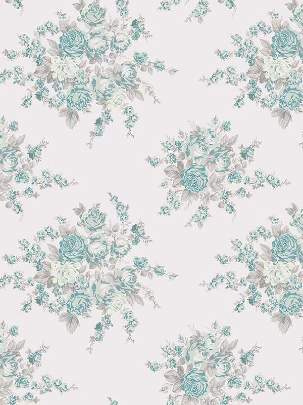 Rose Blossom wallpaper in teal color - pattern number 125134 - by Graham and Brown in the Rachel Ashwell Shabby Chic Collection collection