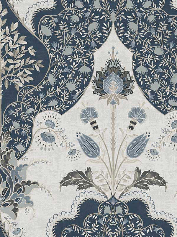 Auden Floral Grandeur wallpaper in dark blue color - pattern number 4147-27392 - by A Street Prints in the Haberdashery collection