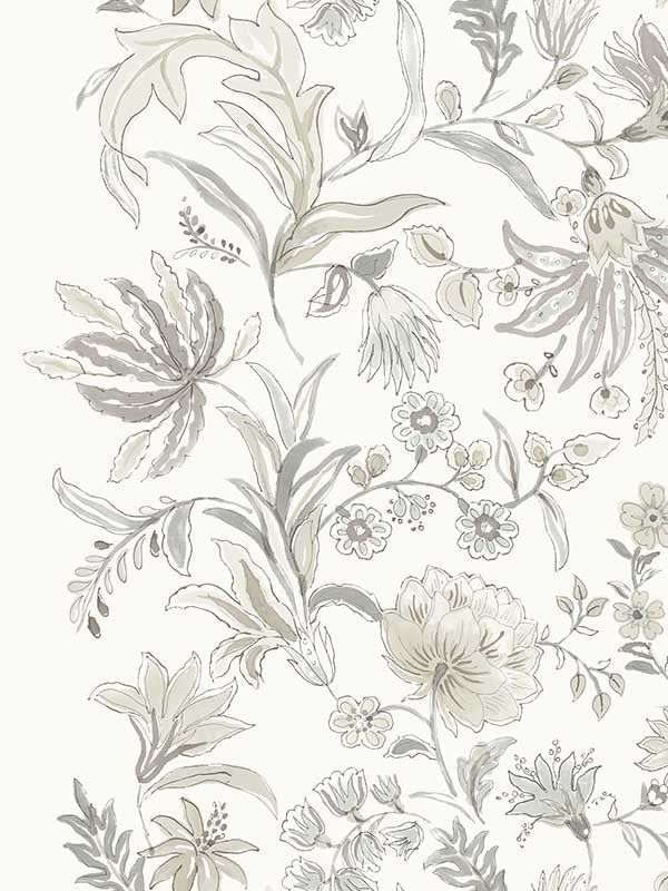 Teonna Floral Stripe wallpaper in light grey color - pattern number 4147-27400 - by A Street Prints in the Haberdashery collection