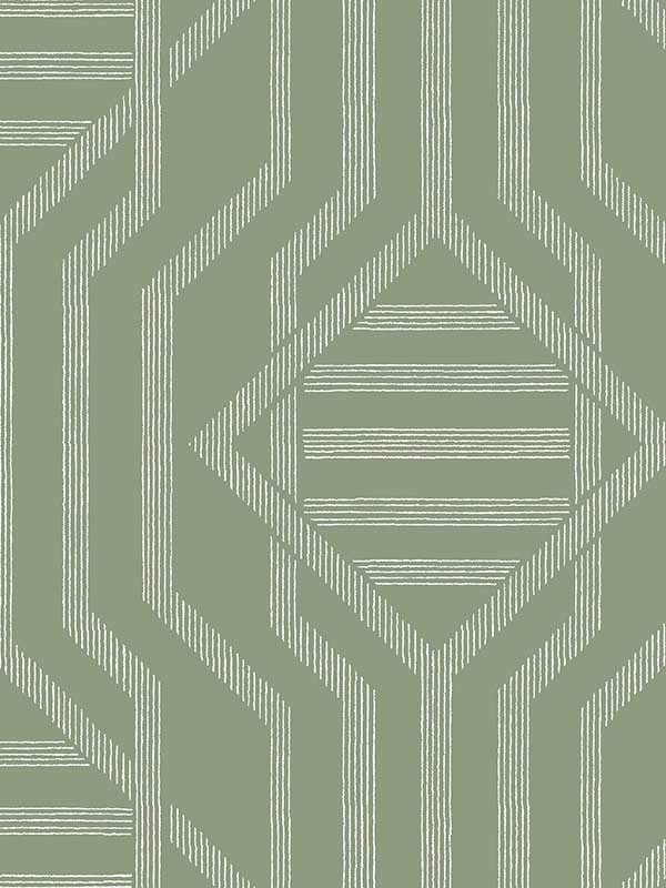 Essex Geometric wallpaper in green color - pattern number 4147-27401 - by A Street Prints in the Haberdashery collection