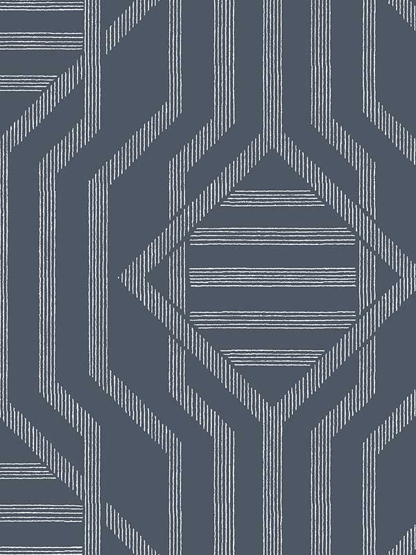 Essex Geometric wallpaper in navy color - pattern number 4147-27402 - by A Street Prints in the Haberdashery collection